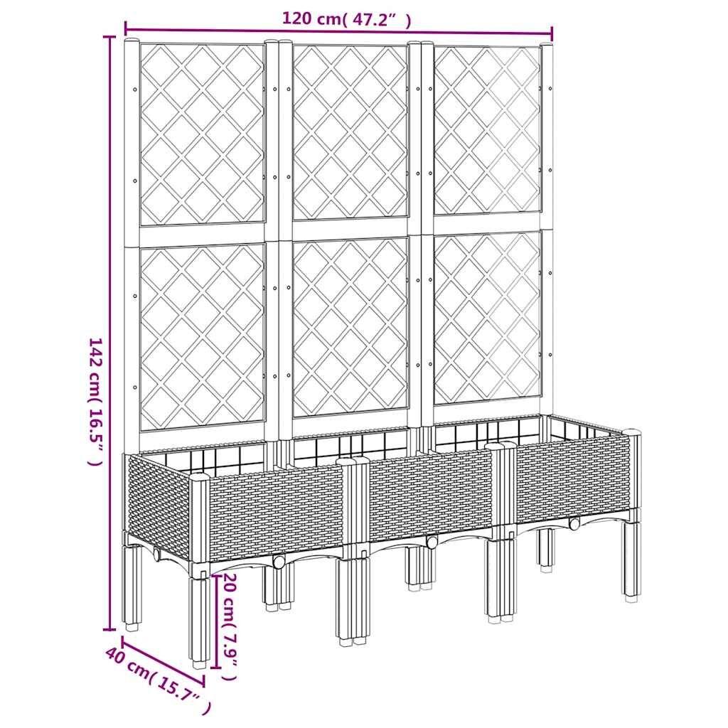 Garden Planter with Trellis Blue Grey 120x40x142 cm PP Price