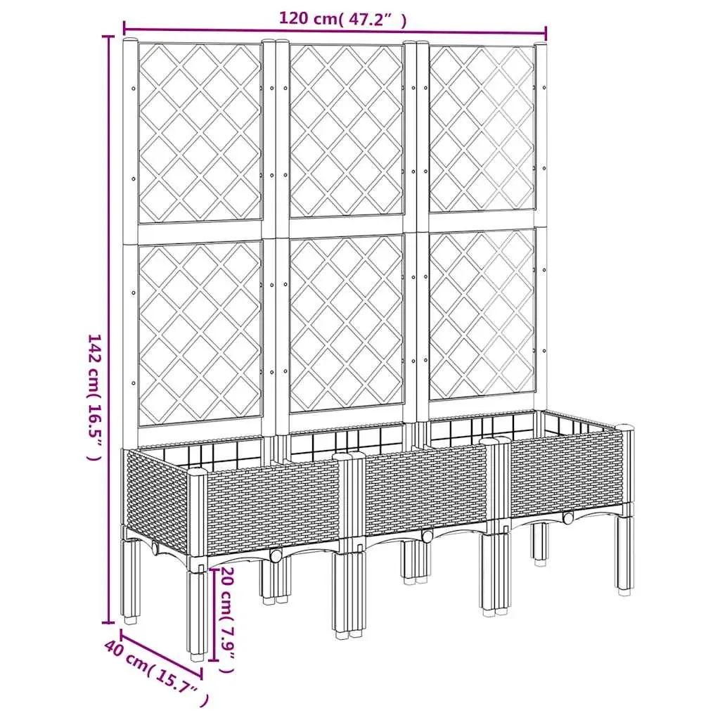 Garden Planter with Trellis Blue Grey 120x40x142 cm PP Price