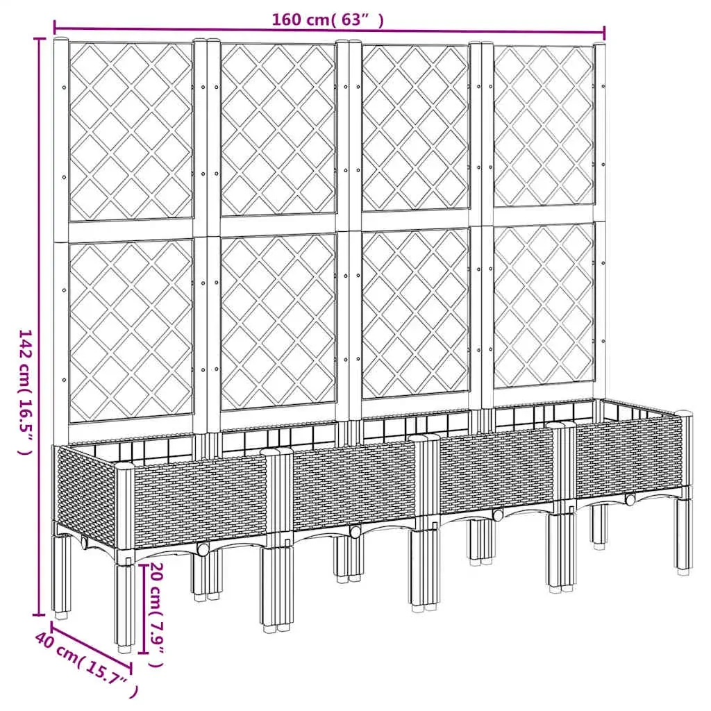Garden Planter with Trellis Blue Grey 160x40x142 cm PP Price