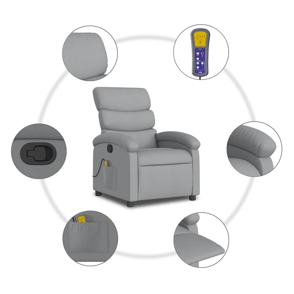 Massage Recliner Chair Light Grey Fabric Price