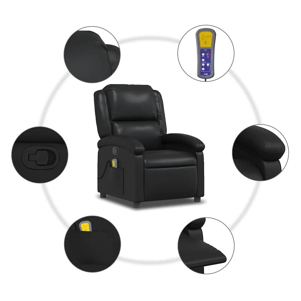 Massage Recliner Chair Black Faux Leather Price