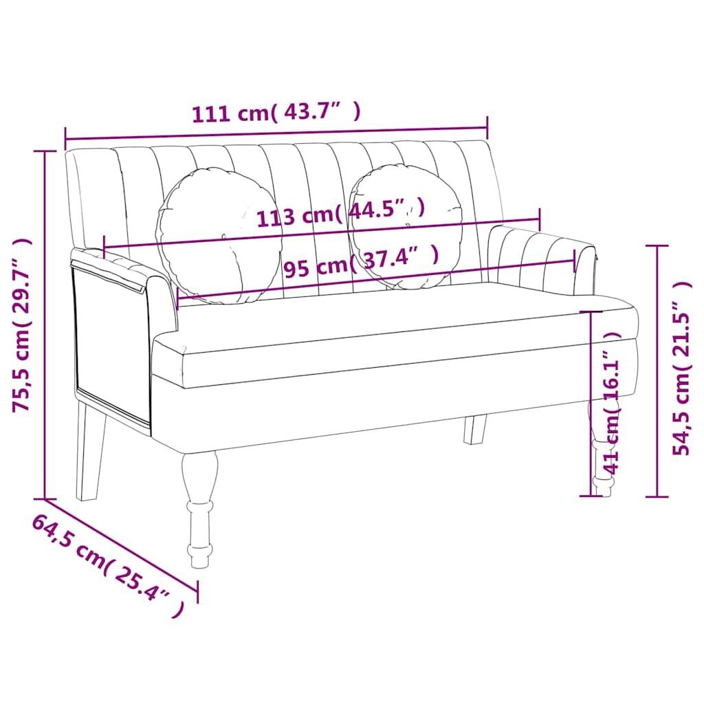 Bench with Cushions Dark Grey 113x64.5x75.5 cm Fabric Price