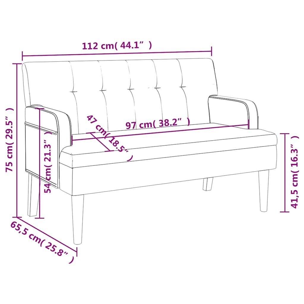 Bench with Backrest Black 112x65.5x75 cm Faux Leather Price