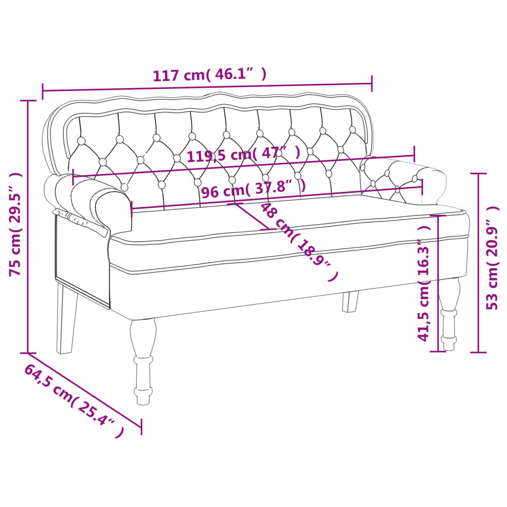 Bench with Backrest Brown 119.5x64.5x75 cm Faux Suede Leather Price