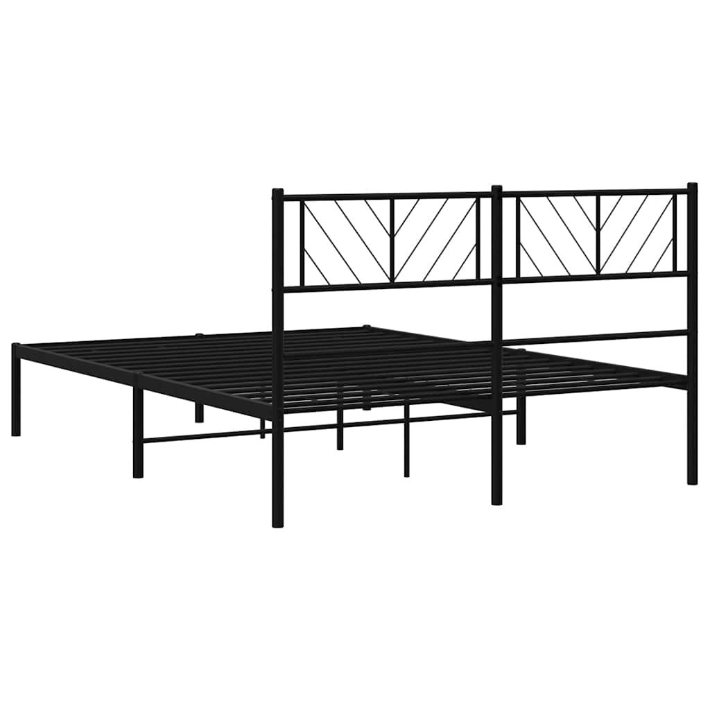 Metal Bed Frame without Mattress with Headboard Black 150x200 cm Price