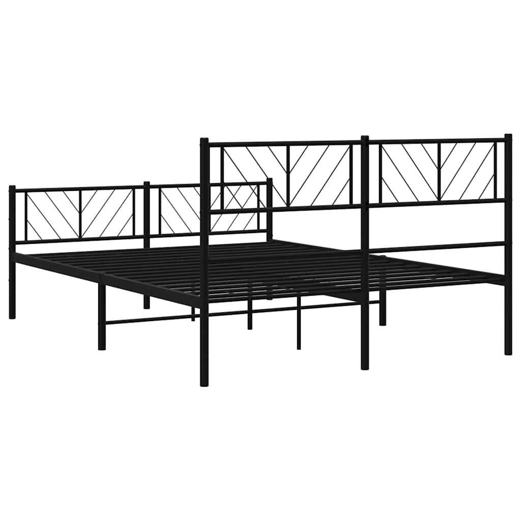 Metal Bed Frame without Mattress with Footboard Black 135x190 cm Price