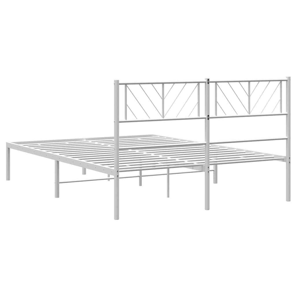 Metal Bed Frame without Mattress with Headboard White 150x200 cm Price