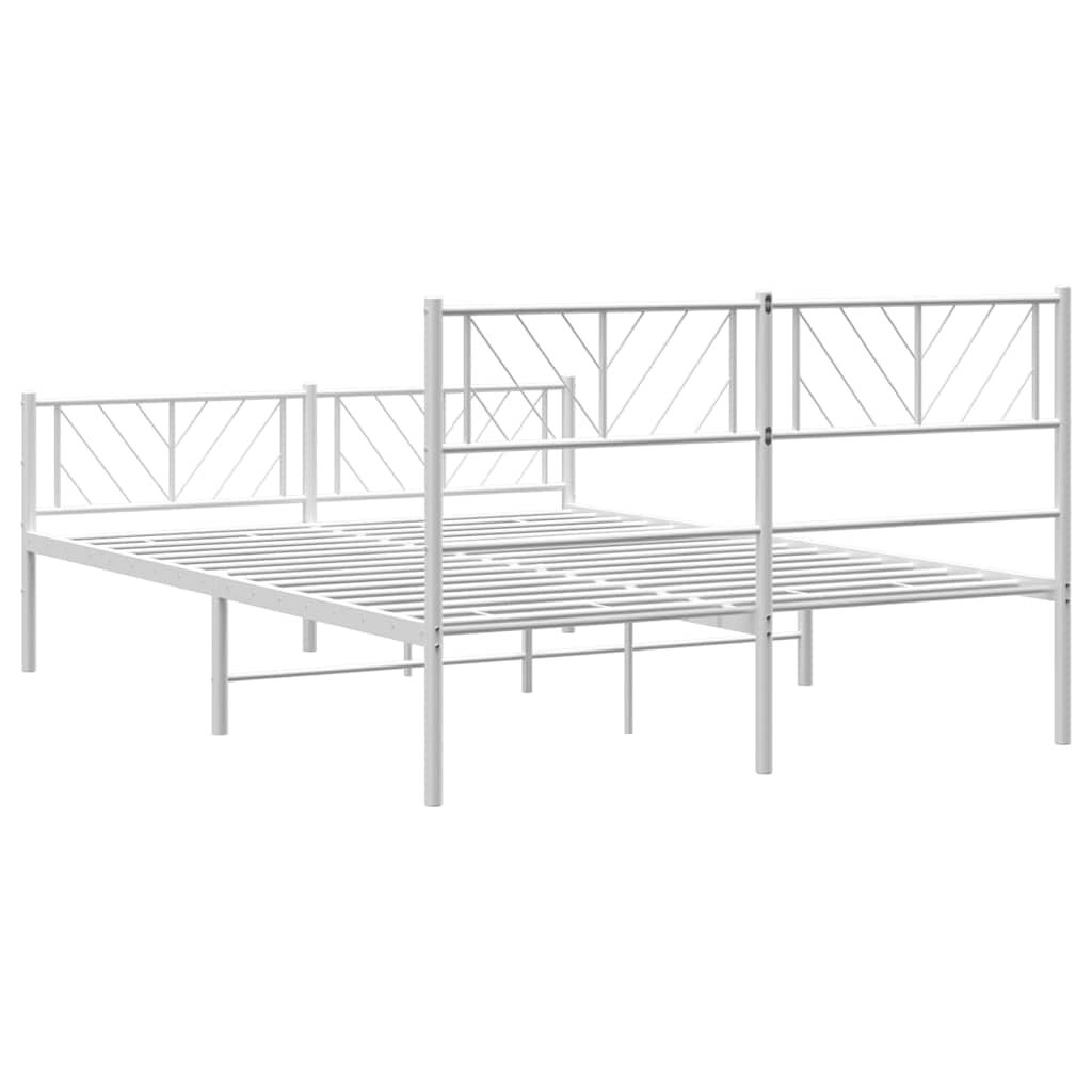 Metal Bed Frame without Mattress with Footboard White 150x200 cm Price