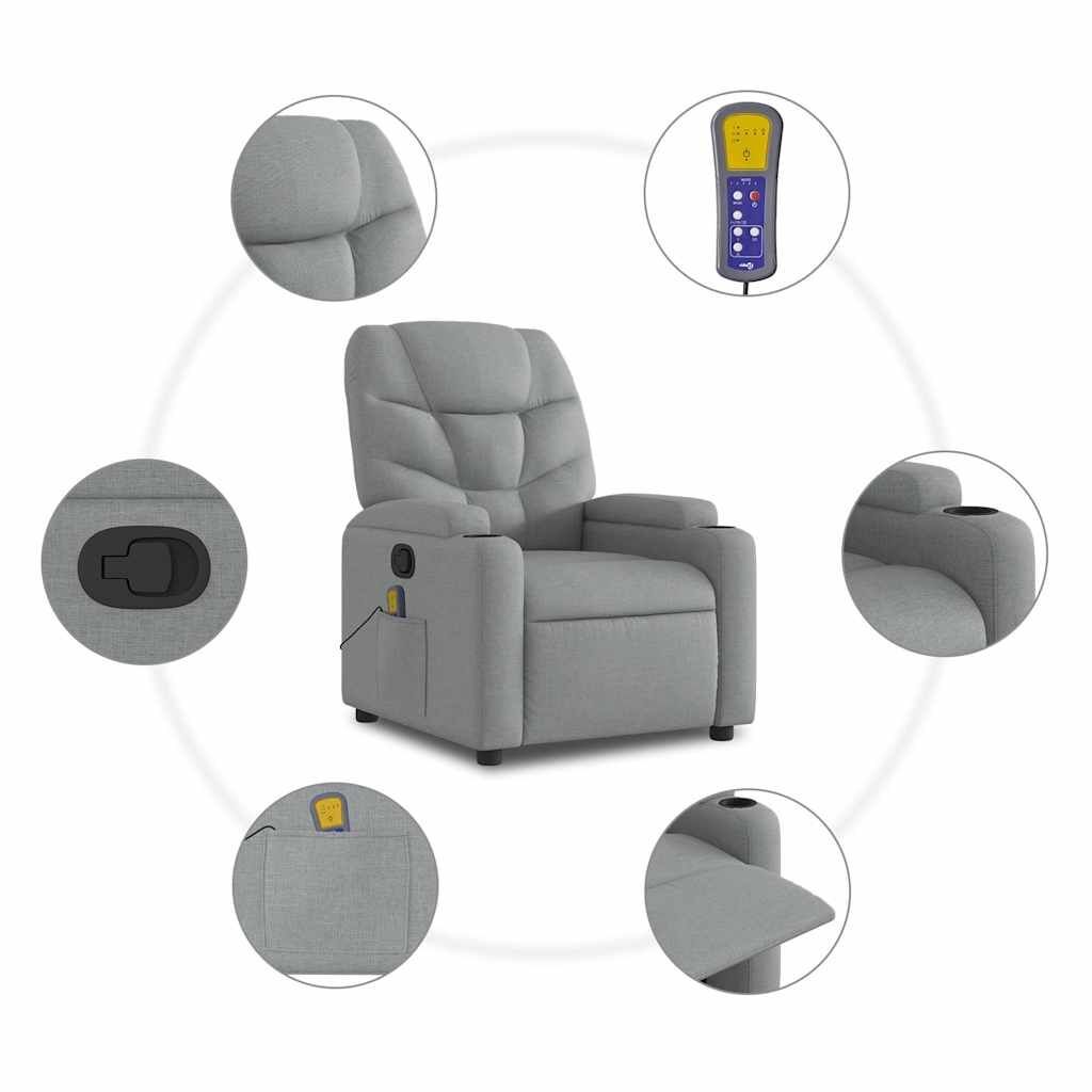 Massage Recliner Chair Light Grey Fabric Price