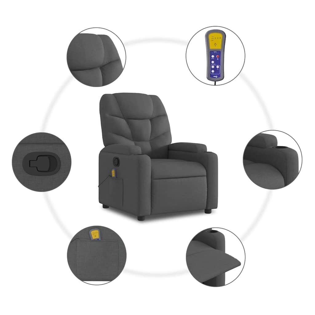 Massage Recliner Chair Dark Grey Fabric Price