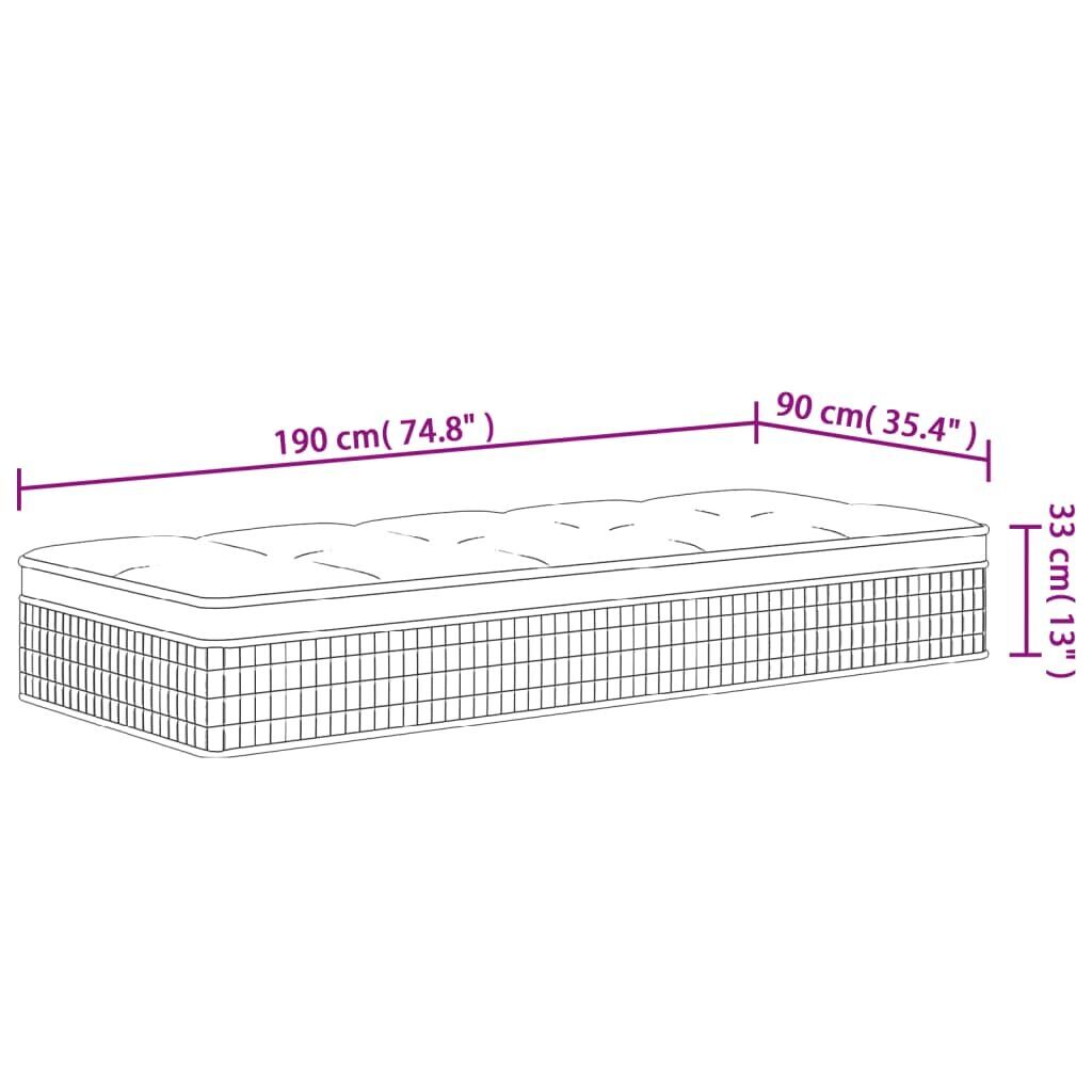Pocket Spring Mattress Medium Plus 90x190 cm Price