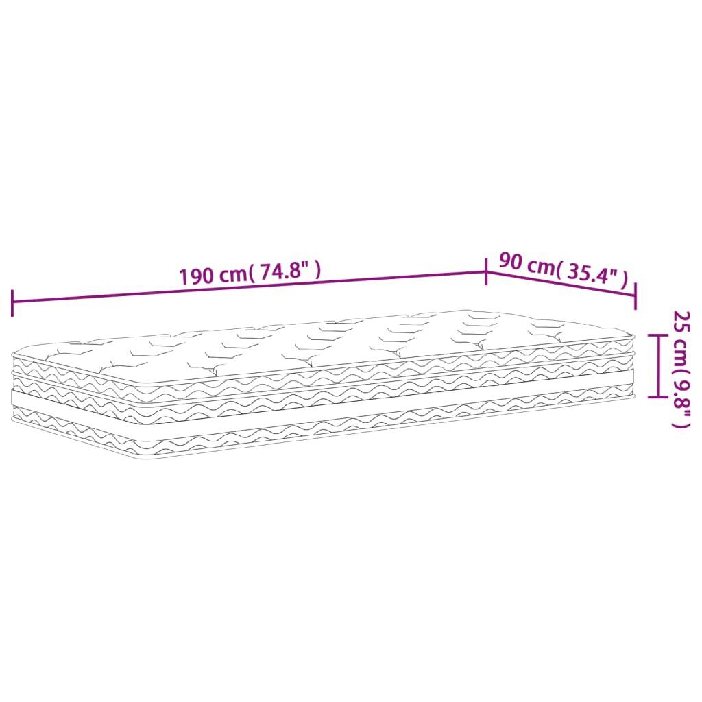 Pocket Spring Mattress Medium 90x190 cm Price