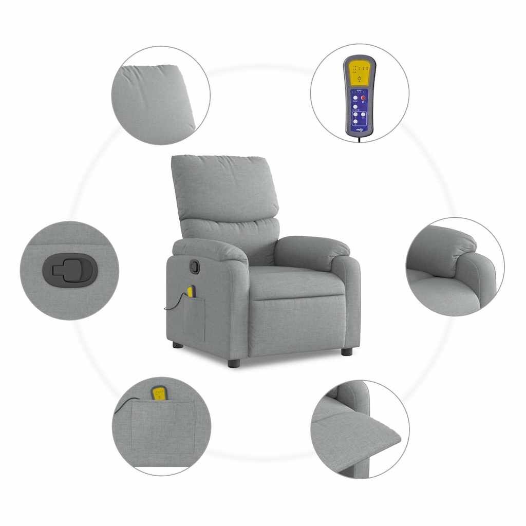 Massage Recliner Chair Light Grey Fabric Price
