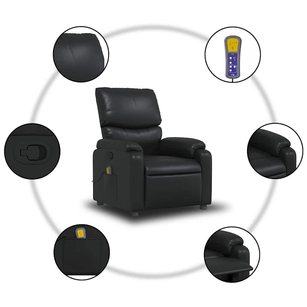 Massage Recliner Chair Black Faux Leather Price