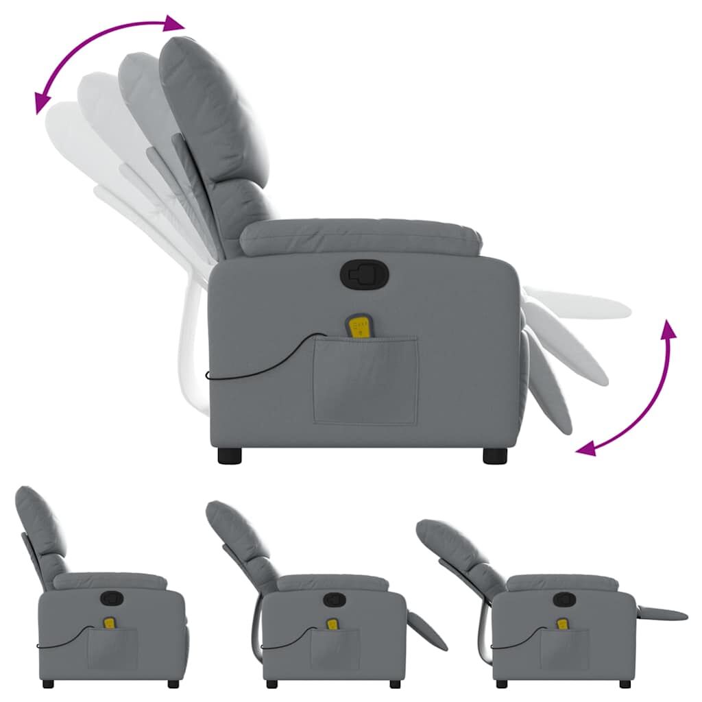 Massage Recliner Chair Grey Faux Leather Price