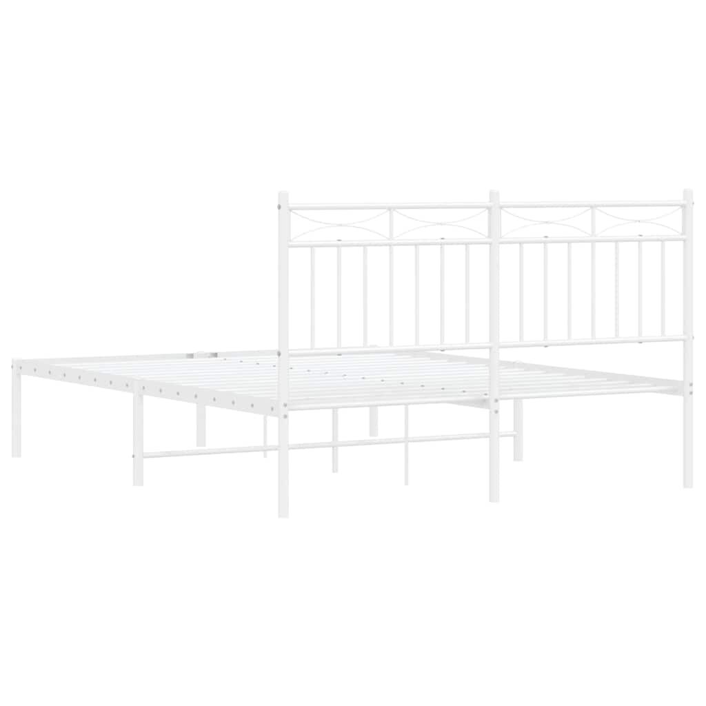 Metal Bed Frame without Mattress with Headboard White 135x190 cm Price