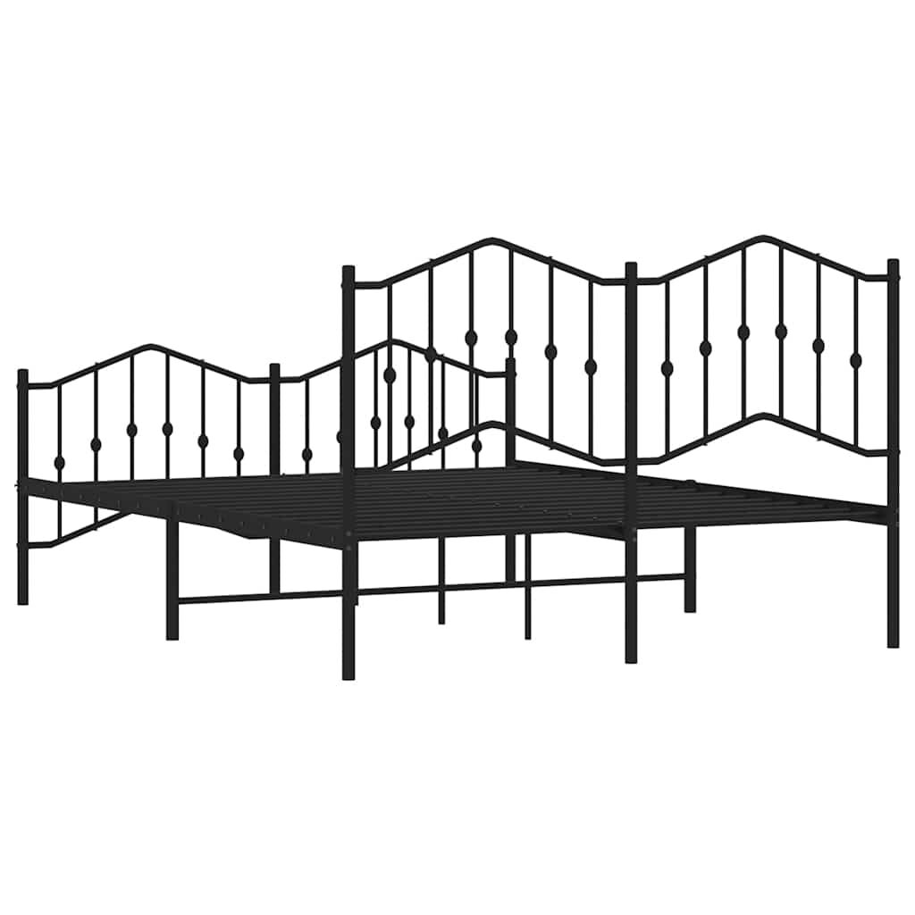 Metal Bed Frame without Mattress with Footboard Black 150x200 cm Price