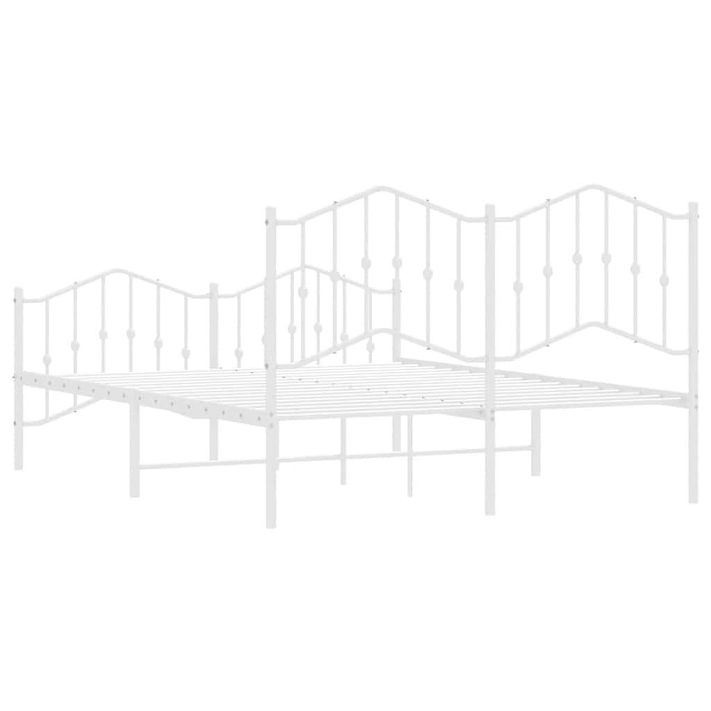 Metal Bed Frame without Mattress with Footboard White 150x200 cm Price
