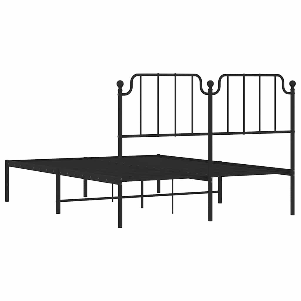 Metal Bed Frame without Mattress with Headboard Black 150x200 cm Price