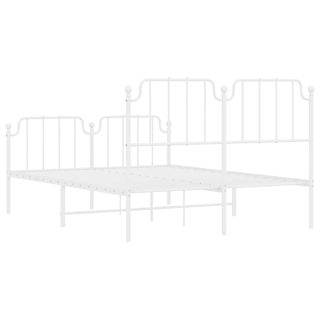 Metal Bed Frame without Mattress with Footboard White 135x190 cm Price