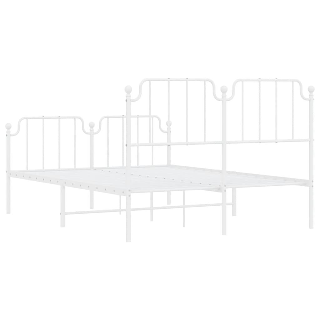 Metal Bed Frame without Mattress with Footboard White 150x200 cm Price