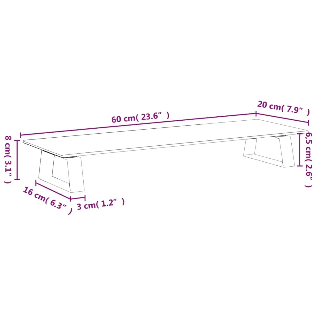 Monitor Stand White 60x20x8 cm Tempered Glass and Metal Price