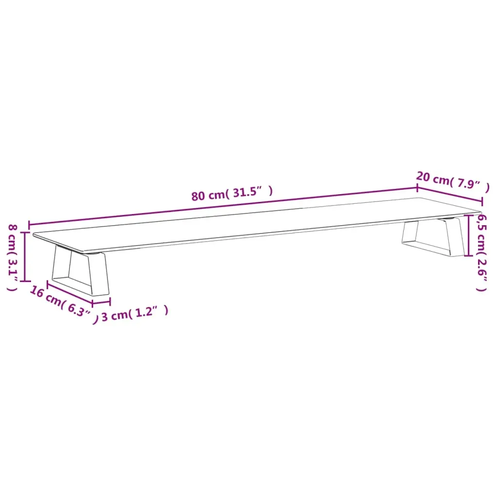 Monitor Stand Black 80x20x8 cm Tempered Glass and Metal Price