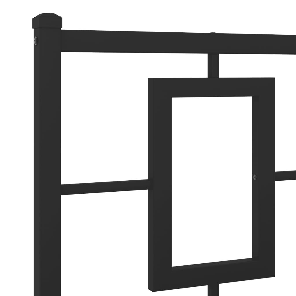 Metal Bed Frame without Mattress with Headboard Black 150x200 cm Price