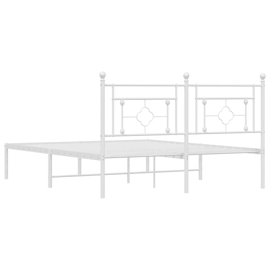 Metal Bed Frame without Mattress with Headboard White 150x200 cm Price