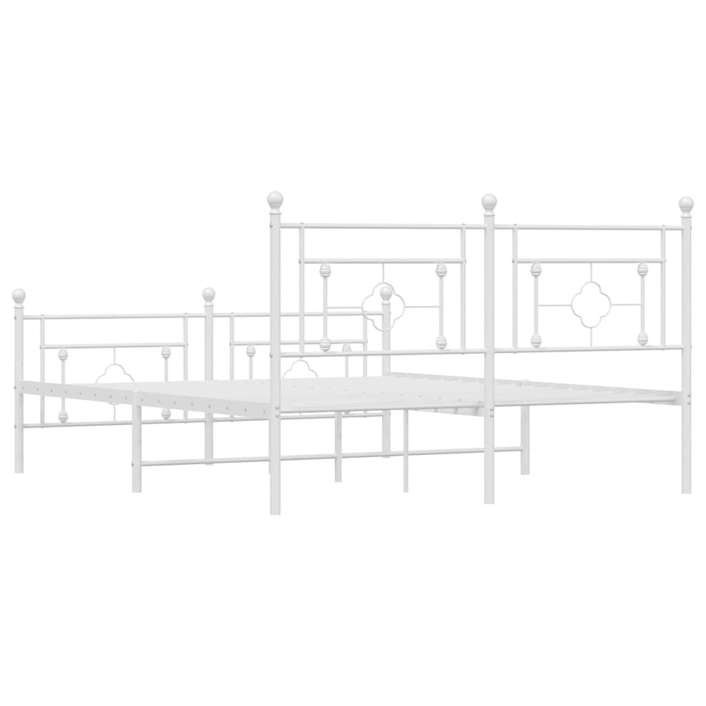 Metal Bed Frame without Mattress with Footboard White 150x200 cm Price