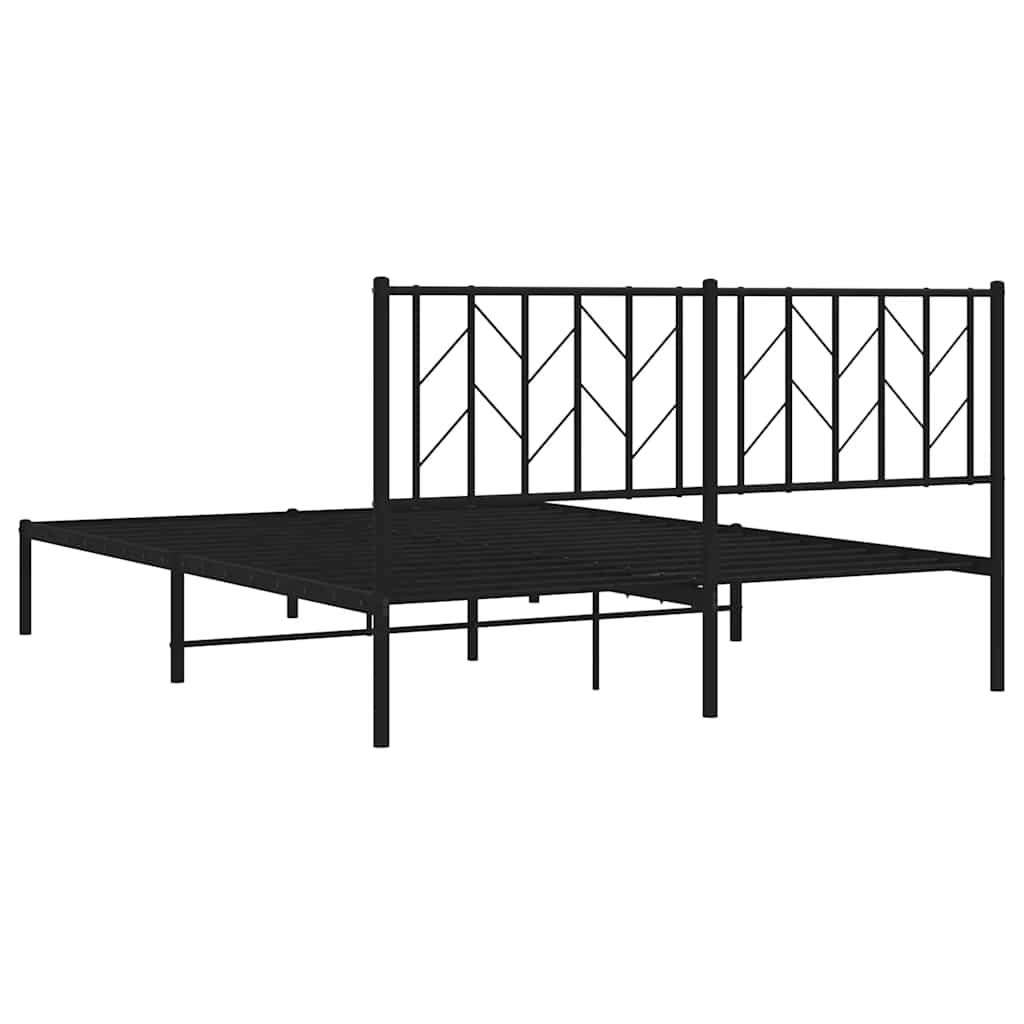 Metal Bed Frame without Mattress with Headboard Black 150x200 cm Price