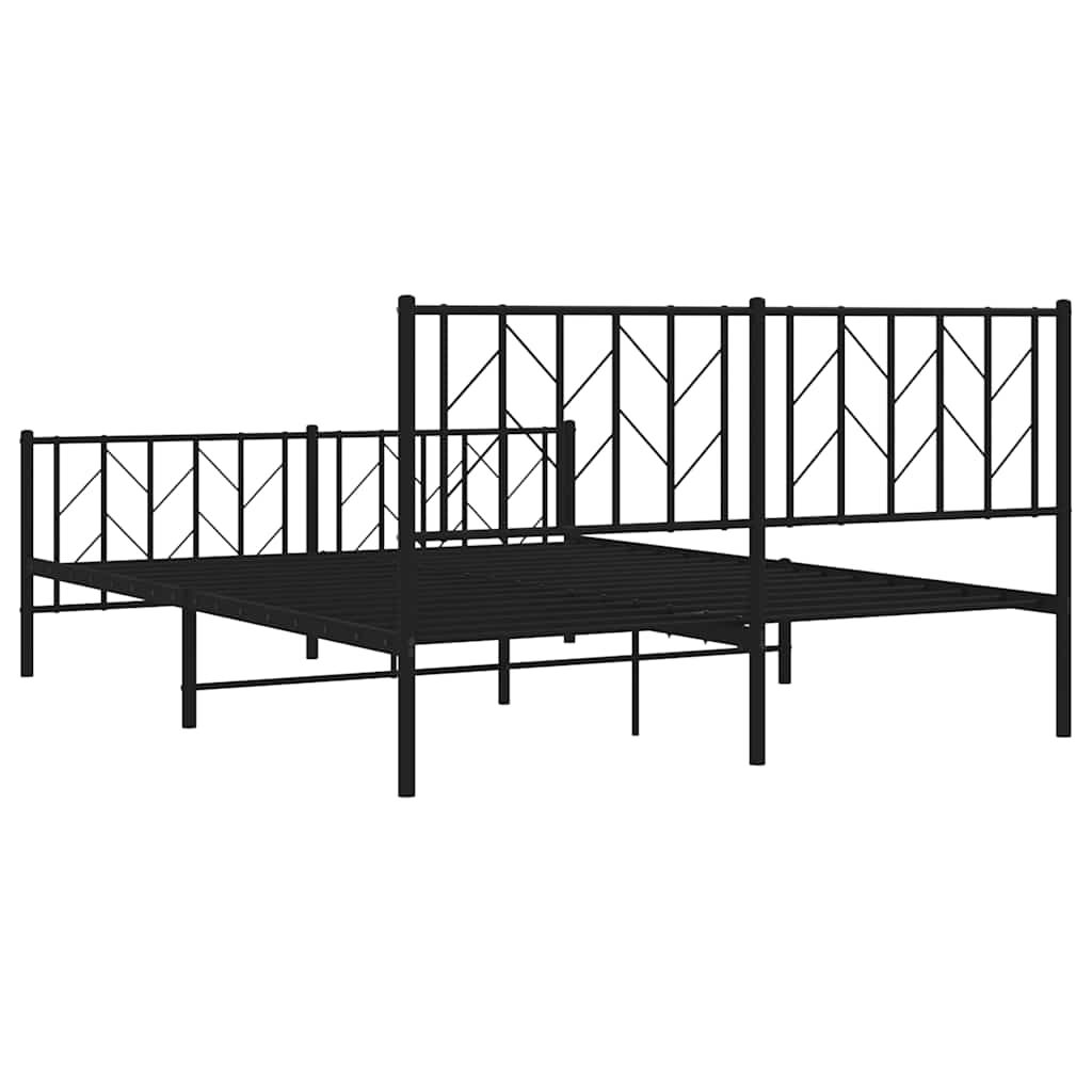 Metal Bed Frame without Mattress with Footboard Black 150x200 cm Price