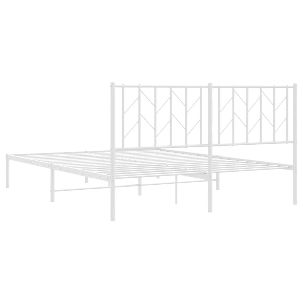 Metal Bed Frame without Mattress with Headboard White 150x200 cm Price