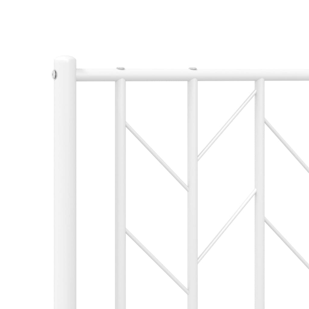 Metal Bed Frame without Mattress with Footboard White 135x190 cm Price