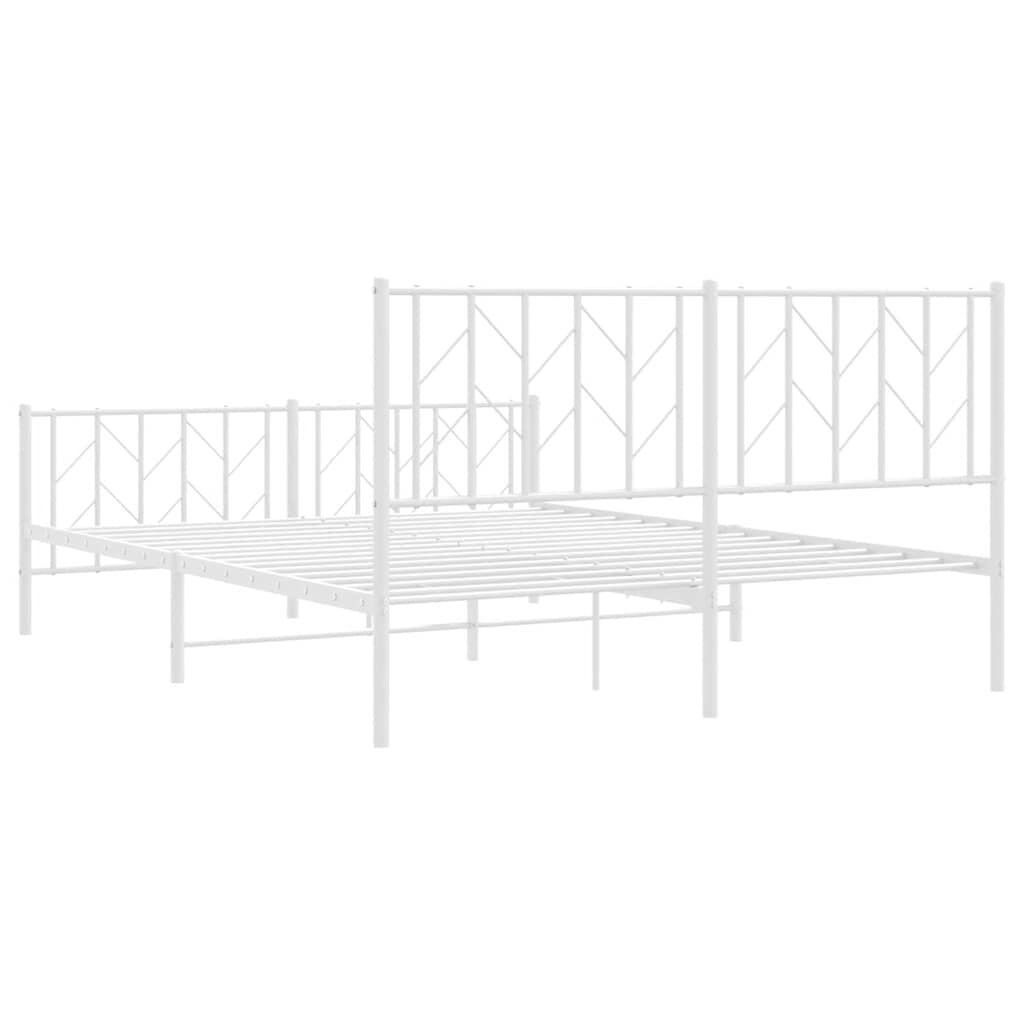 Metal Bed Frame without Mattress with Footboard White 150x200 cm Price