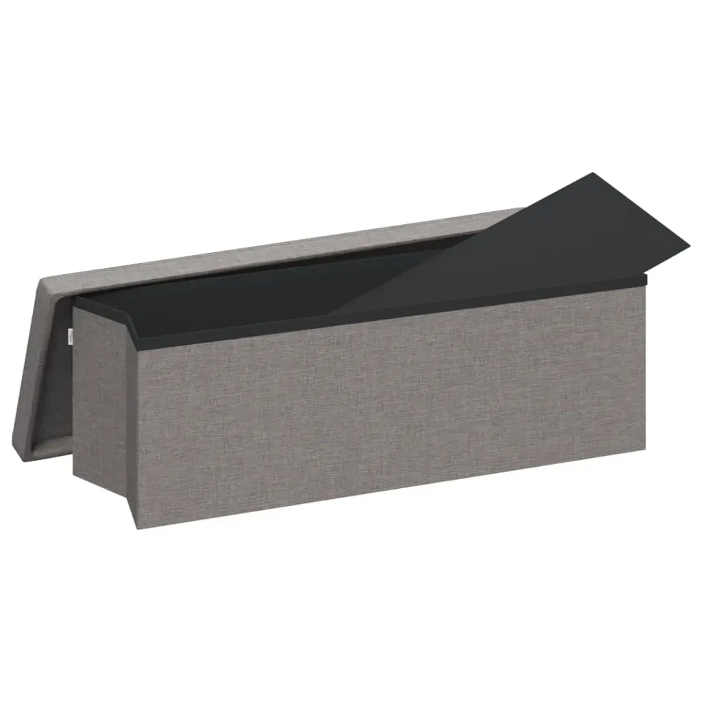 Storage Bench Foldable Light Grey Faux Linen Price