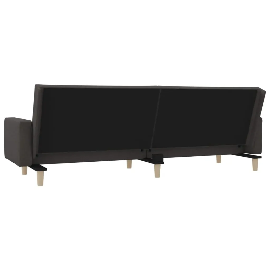 2-Seater Sofa Bed with Two Pillows Dark Grey Fabric Price