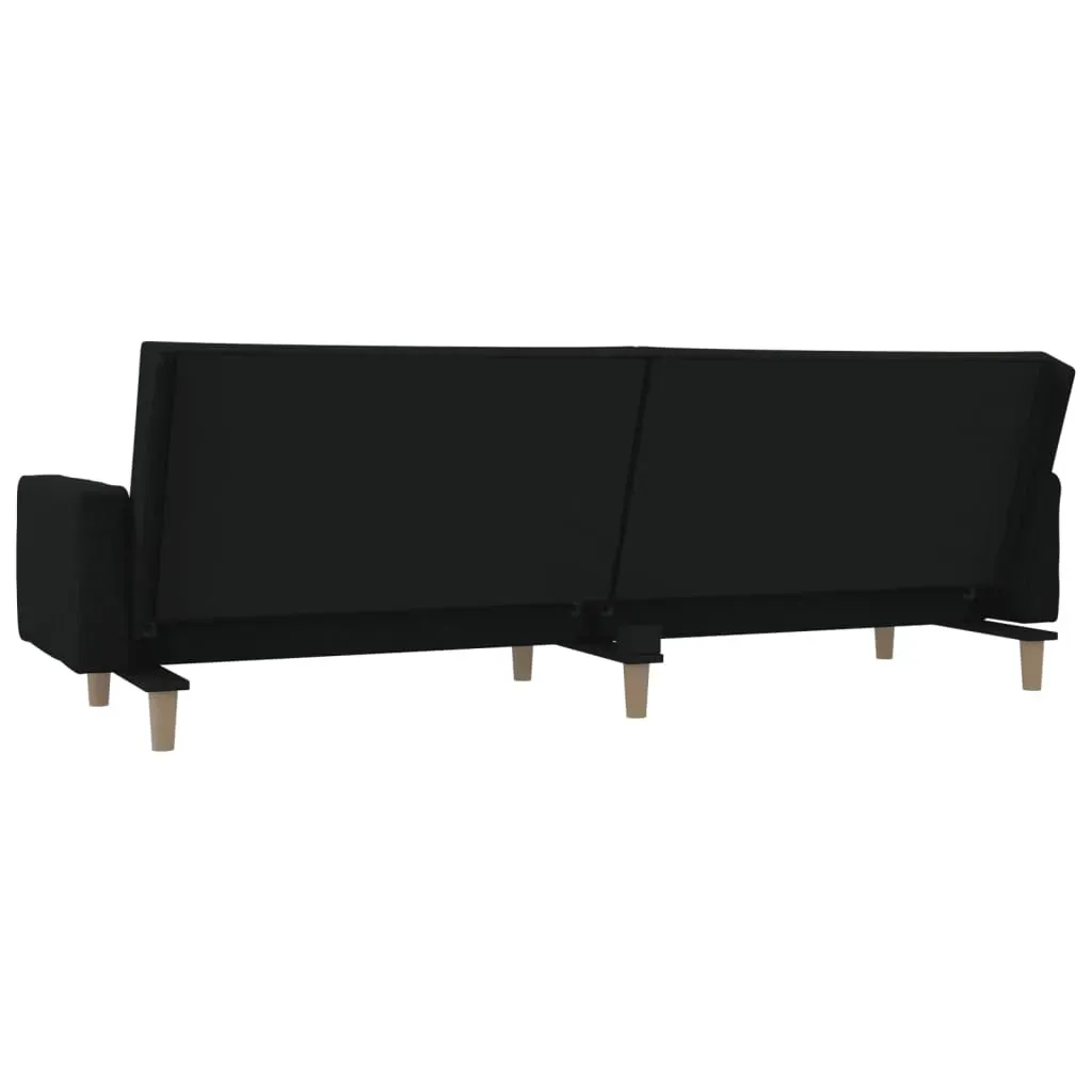 2-Seater Sofa Bed with Two Pillows Black Fabric Price