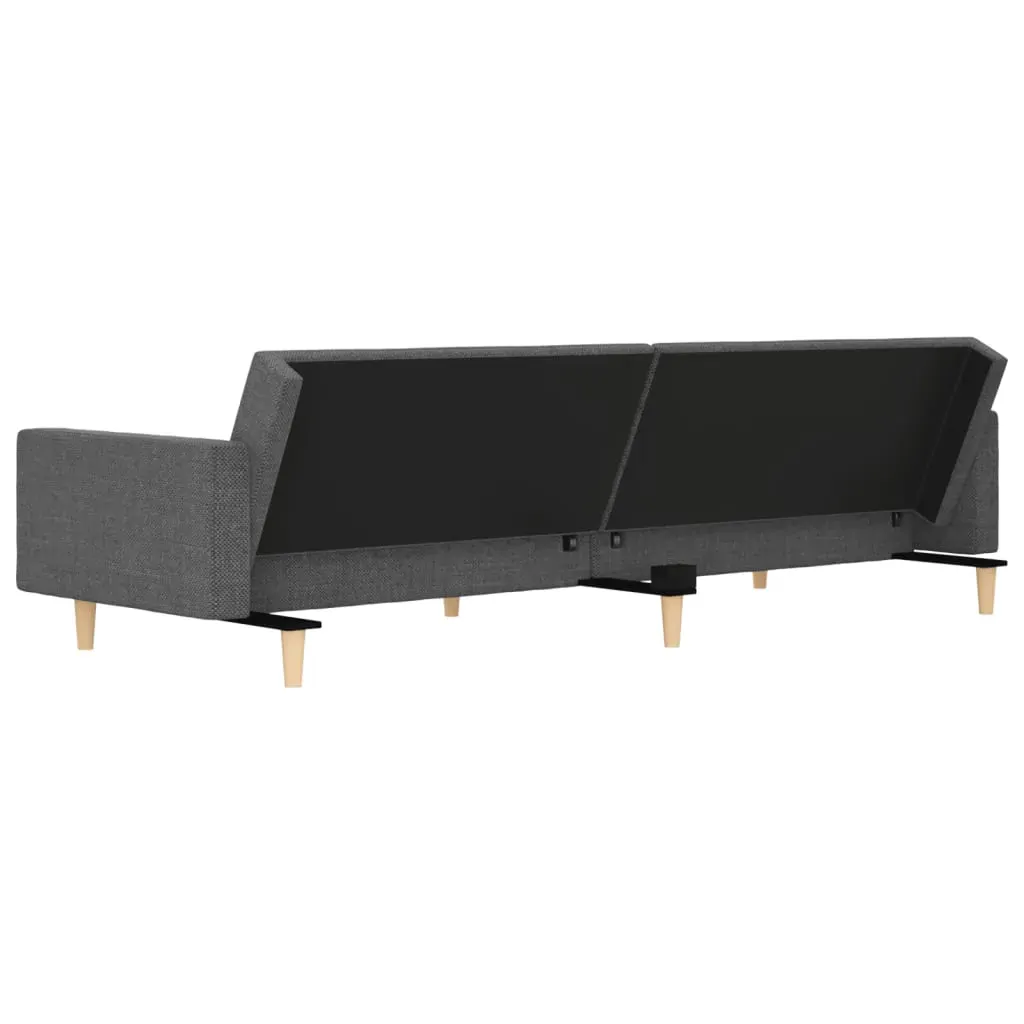 2-Seater Sofa Bed with Two Pillows Light Grey Fabric Price