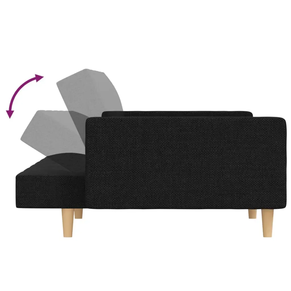 2-Seater Sofa Bed with Two Pillows Black Fabric Price