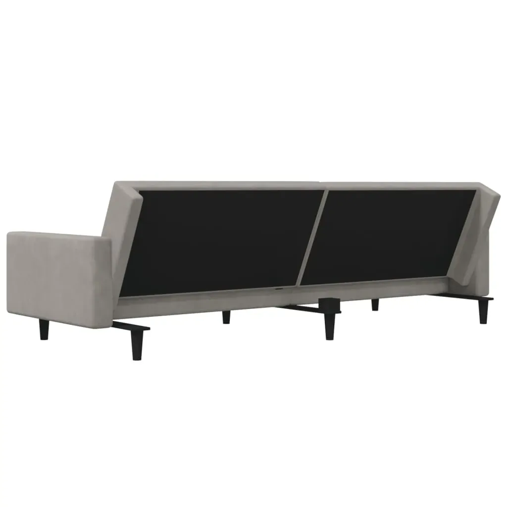 2-Seater Sofa Bed with Two Pillows Light Grey Velvet Price