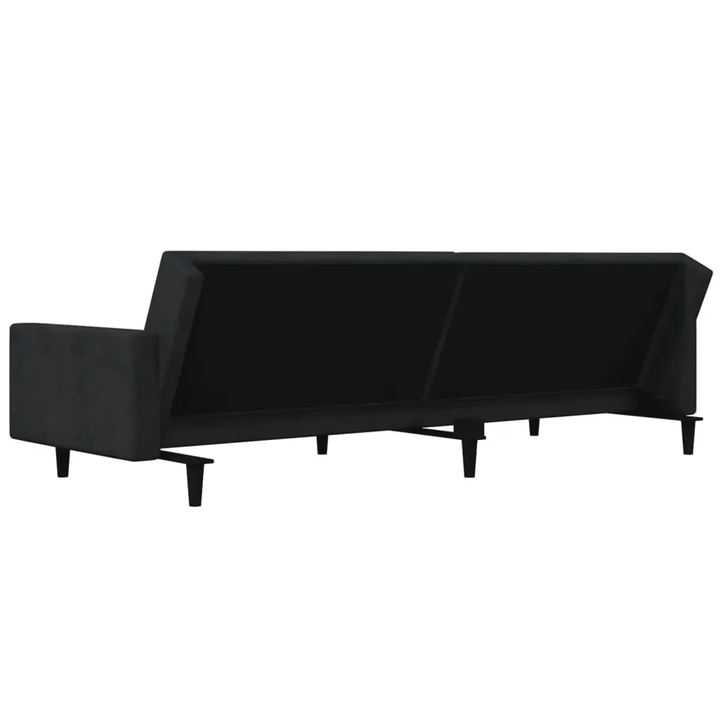 2-Seater Sofa Bed with Two Pillows Black Velvet Price