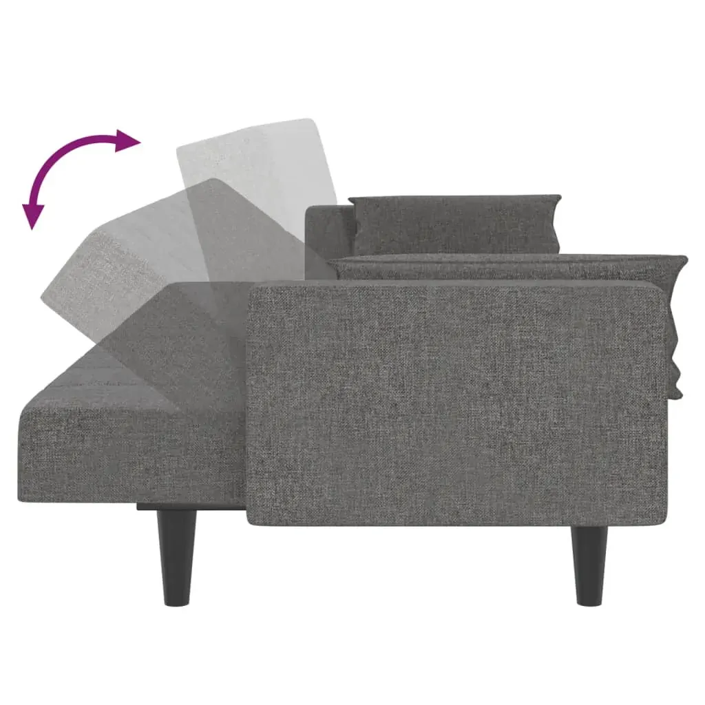 2-Seater Sofa Bed with Two Pillows Light Grey Fabric Price