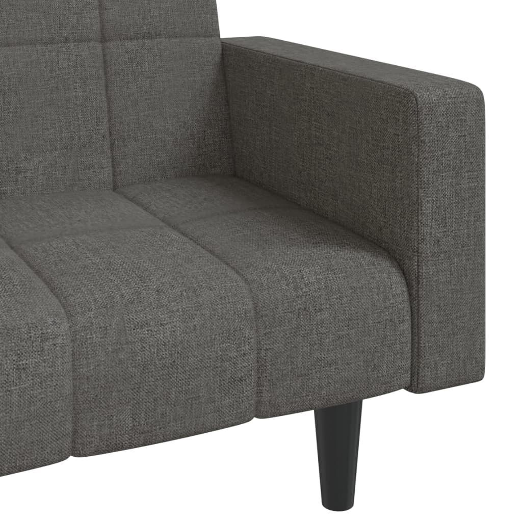 2-Seater Sofa Bed with Two Pillows Dark Grey Fabric Price