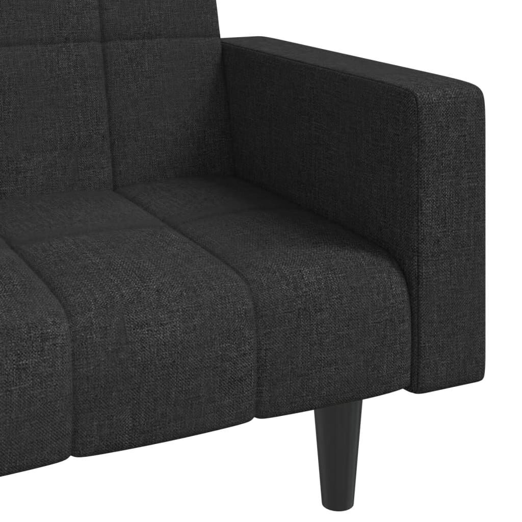 2-Seater Sofa Bed with Two Pillows Black Fabric Price