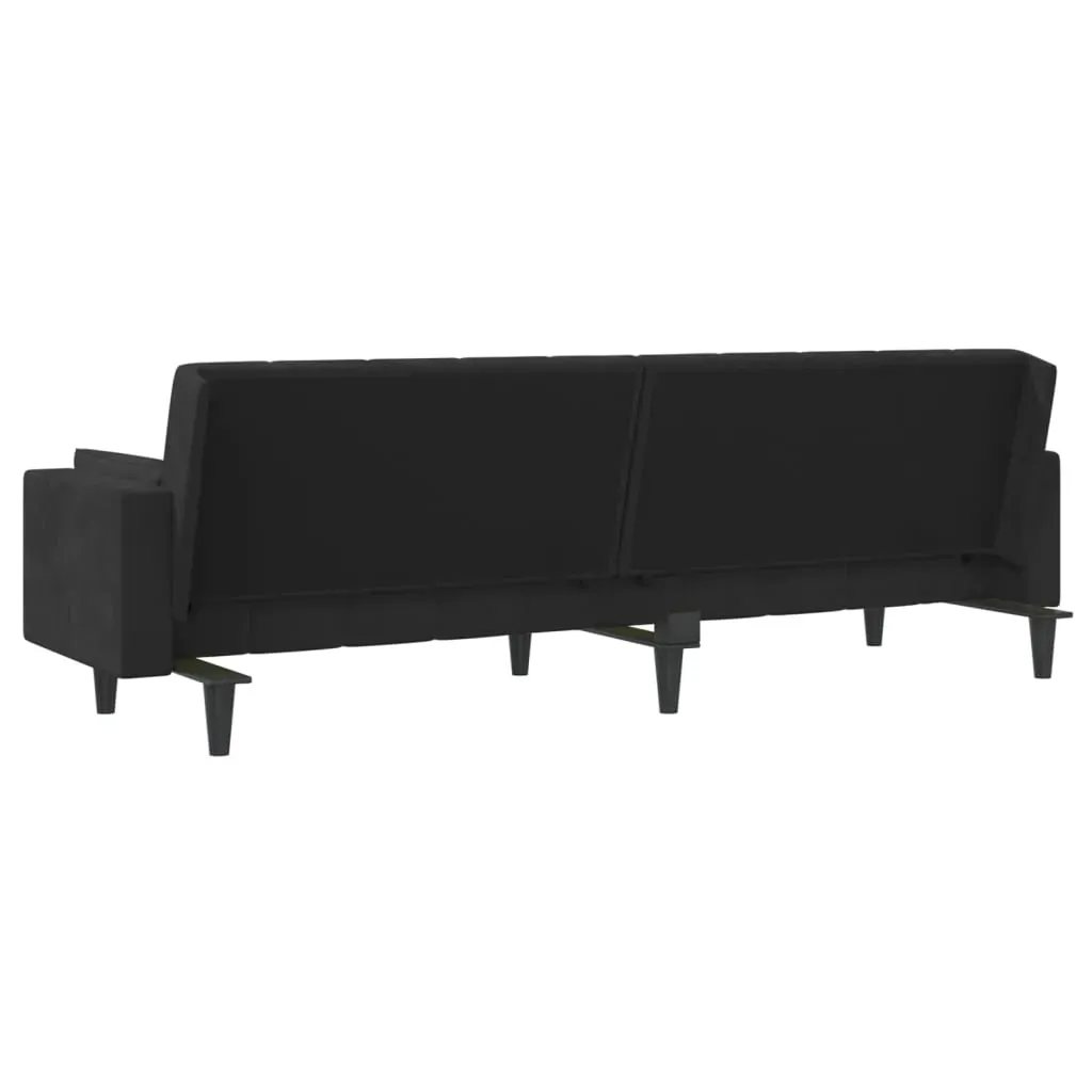 2-Seater Sofa Bed with Two Pillows Black Velvet Price