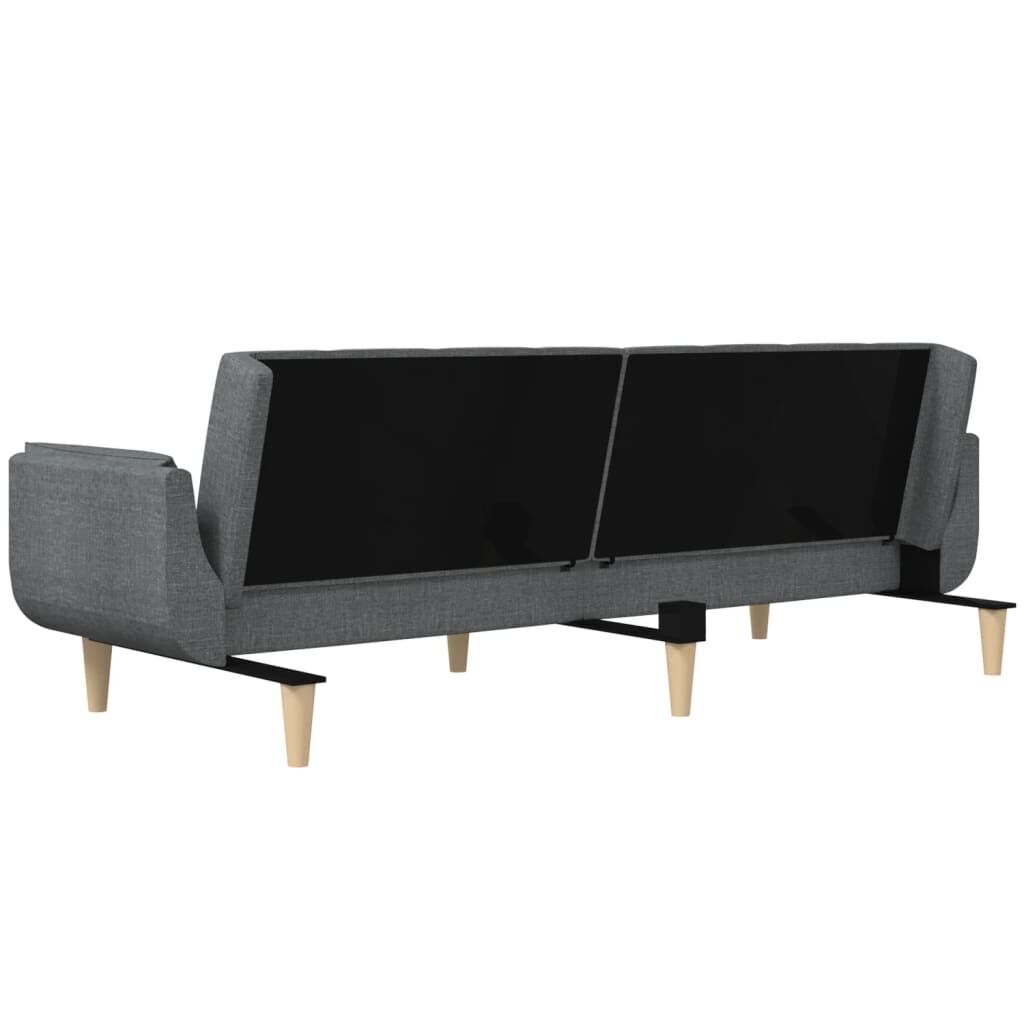 2-Seater Sofa Bed with Two Pillows Light Grey Fabric Price