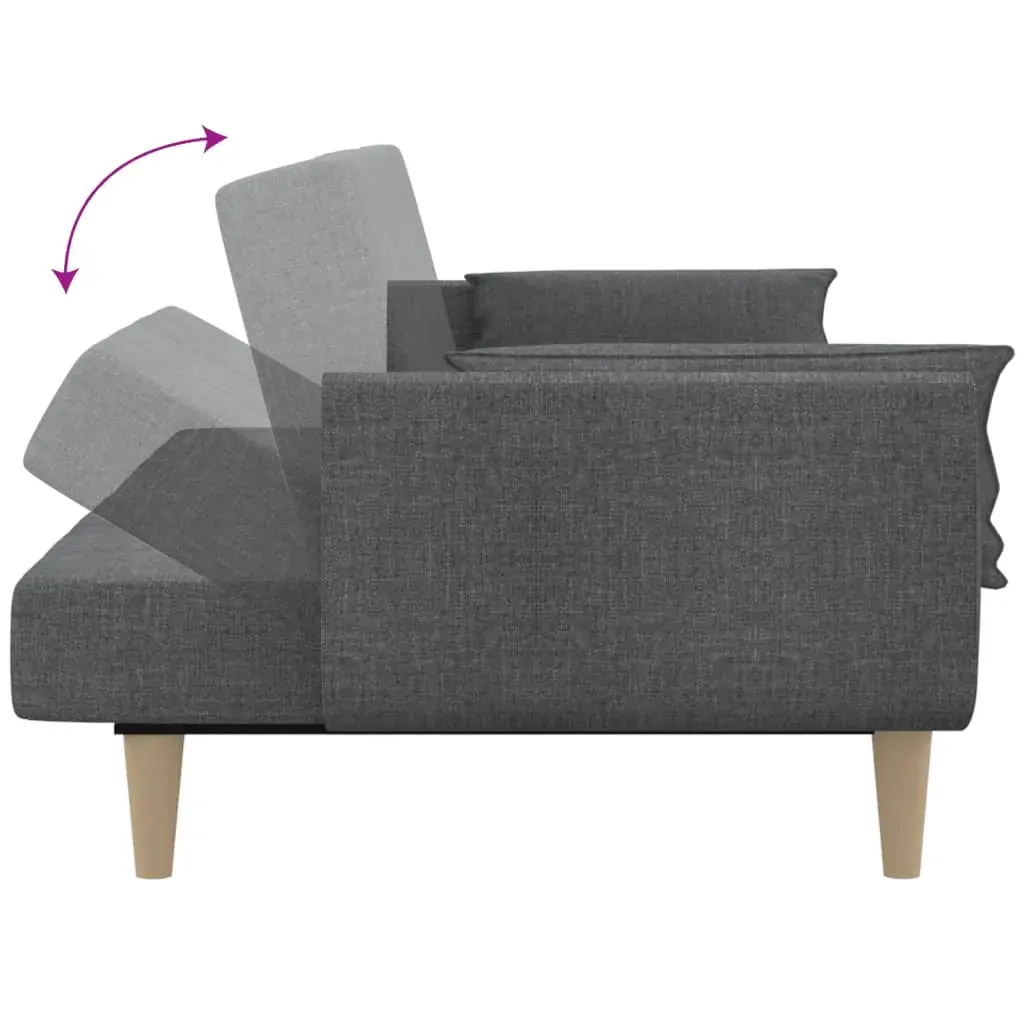 2-Seater Sofa Bed with Two Pillows Light Grey Fabric Price