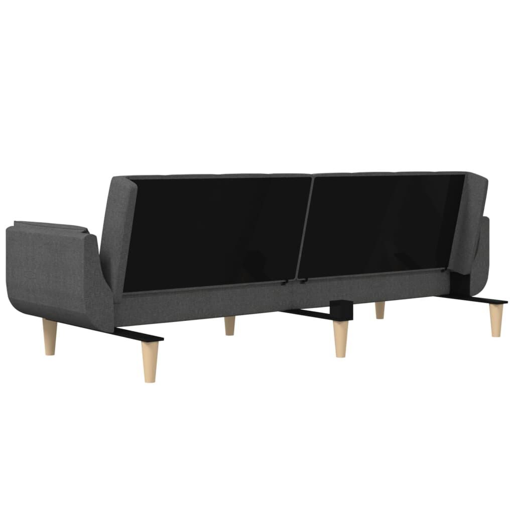 2-Seater Sofa Bed with Two Pillows Dark Grey Fabric Price