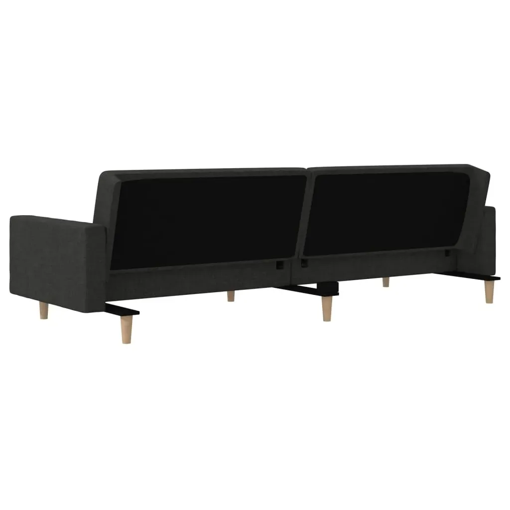 2-Seater Sofa Bed with Two Pillows Black Fabric Price